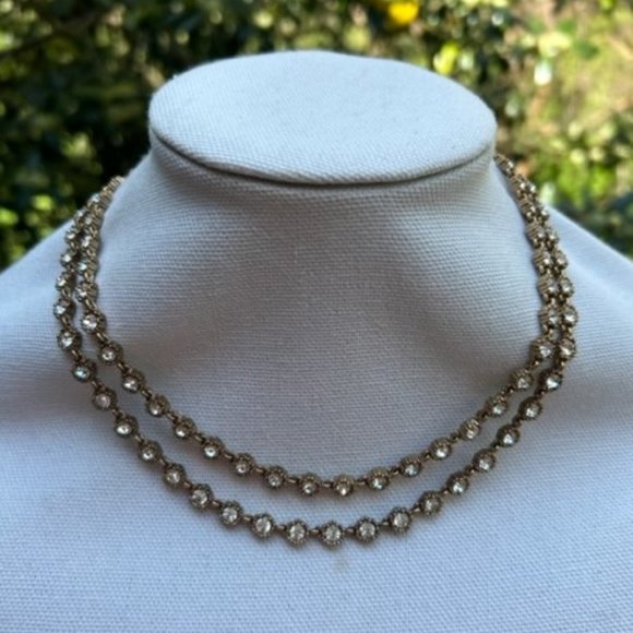 J. CREW 2-Strand Gold Rhinestone NECKLACE - Picture 6 of 10